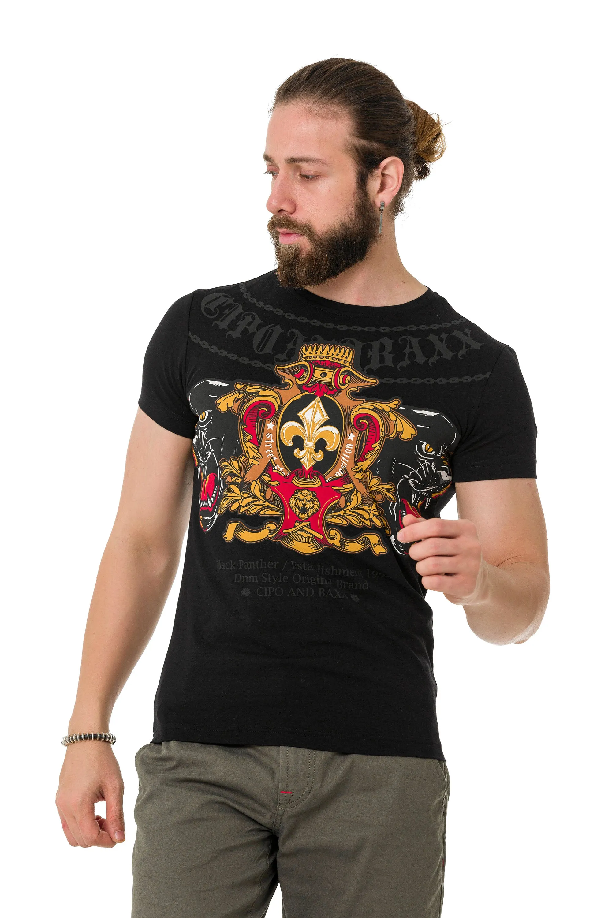 CT718 Herren T-Shirt mit Panther Print