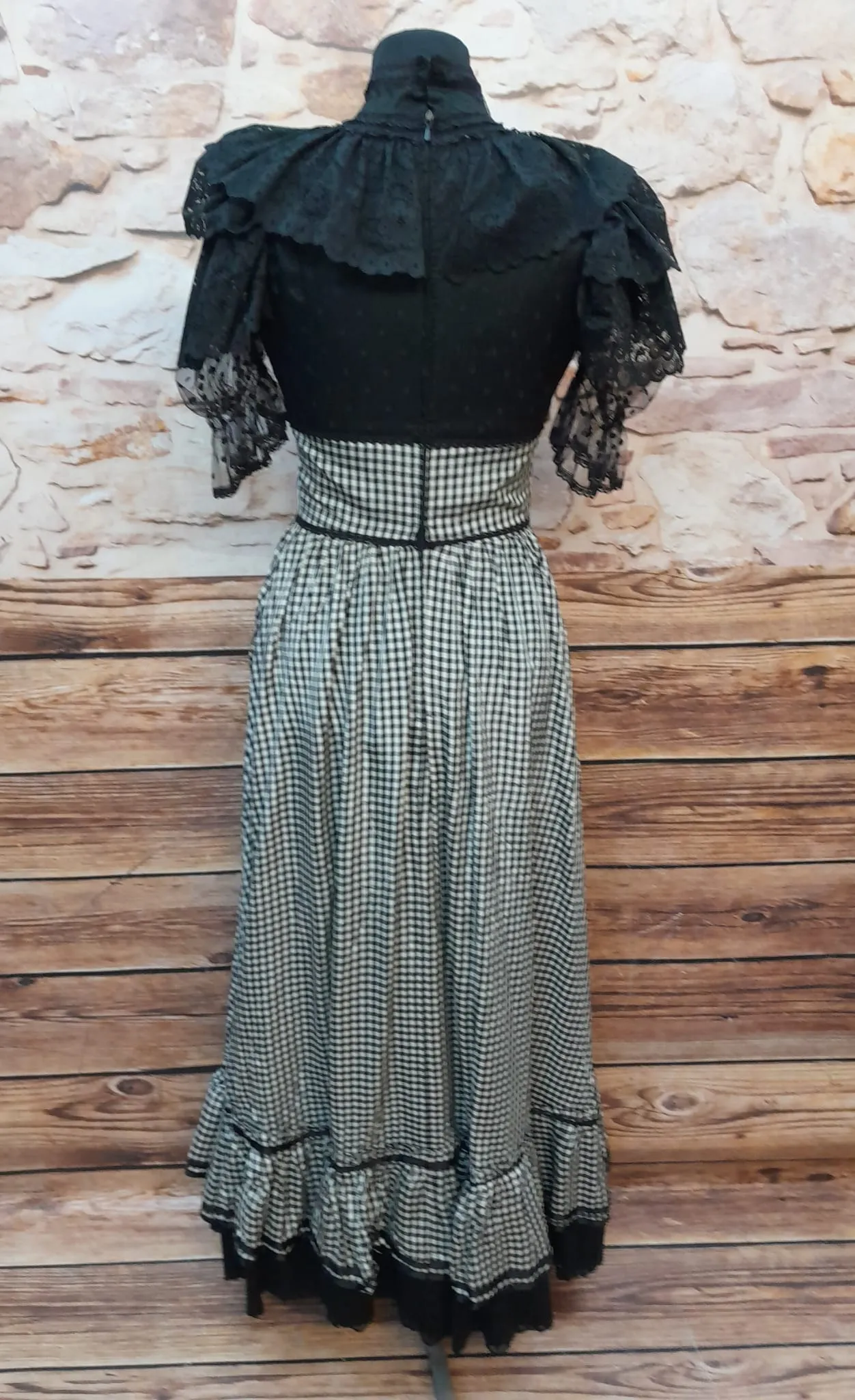 Schwarz-Weiß Kariertes Vintage Kleid Gr.34