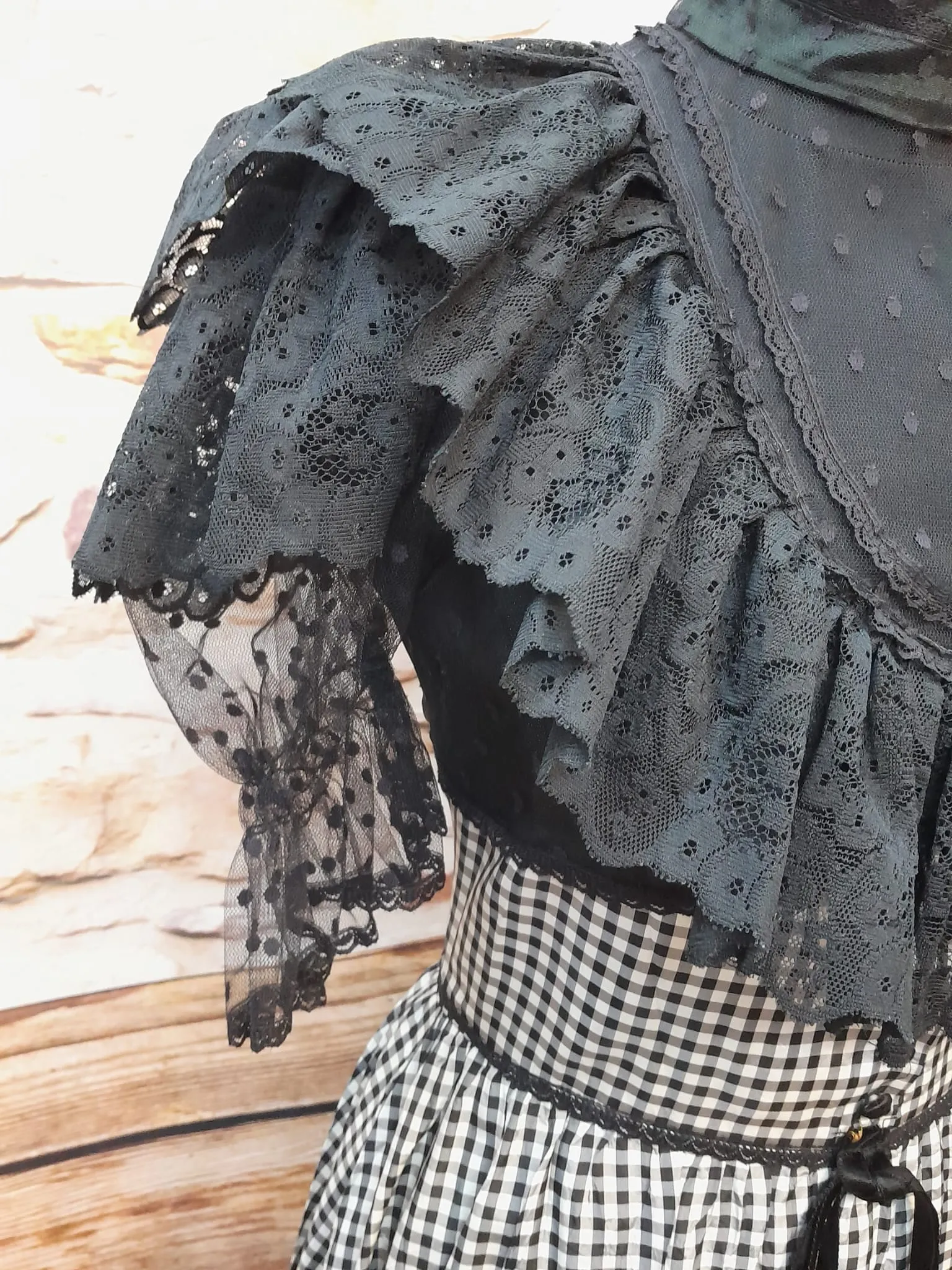 Schwarz-Weiß Kariertes Vintage Kleid Gr.34