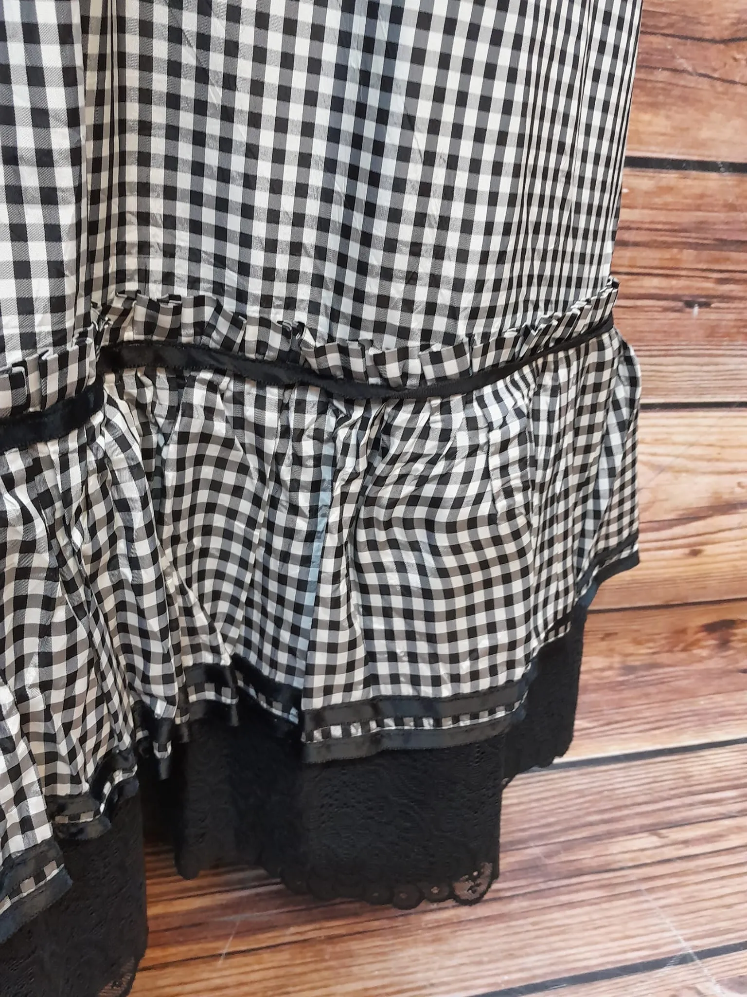 Schwarz-Weiß Kariertes Vintage Kleid Gr.34